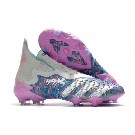 Fotbollsskor för Män adidas Predator Freak+ FG Silver Rosa Blå 