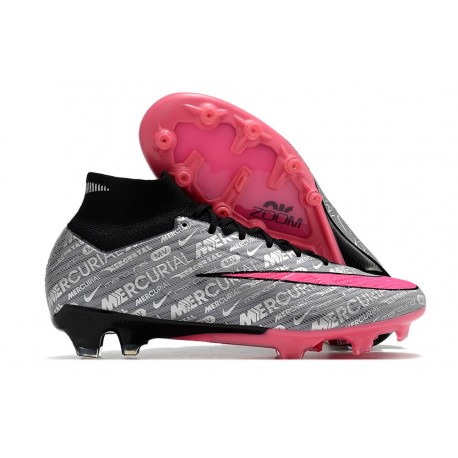 Nike Zoom Mercurial Superfly IX Elite AG Silver Rosa Svart