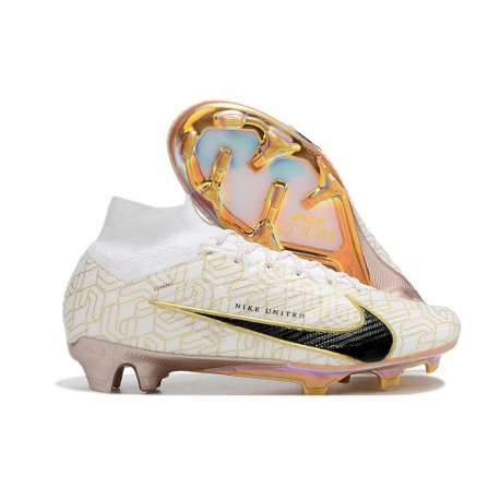 Nike Zoom Mercurial Superfly Elite 9 FG Vit Svart Guld