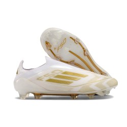 Fotbollsskor adidas F50 Elite Snörlös FG Vit Guld
