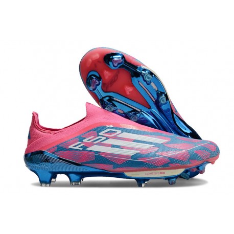 adidas F50 + Laceless FG Skor Blå Vit Rosa