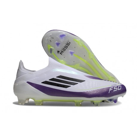 Fotbollsskor adidas F50 Elite Snörlös FG X Messi Vit Svart Lila
