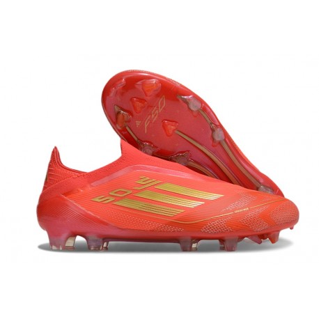 Fotbollsskor adidas F50 Elite Snörlös FG Röd Guld