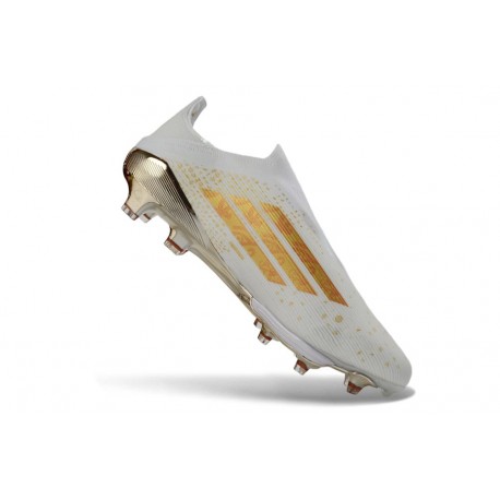 adidas F50 + Elite FG Snörlösa Fotbollsskor Vit Guld