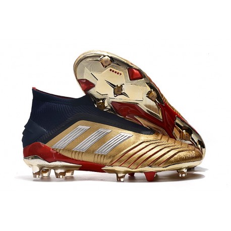 adidas Predator 19+ FG Fotbollsskor Herr Guld Silver Röd