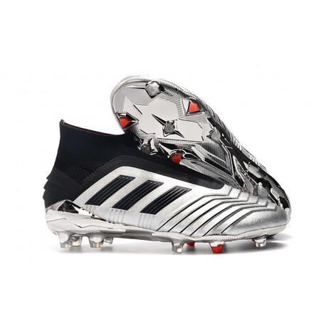 adidas Predator 19+ FG Fotbollsskor Herr Silver Svart