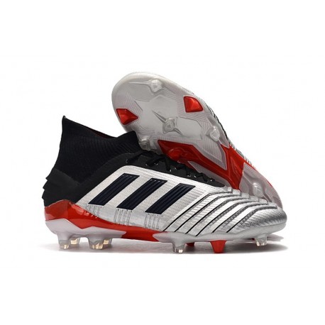 Fotbollsskor adidas Predator 19.1 FG för Herrar - Silver Svart Röd