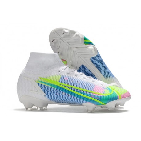 Nike Mercurial Superfly 8 Elite DF FG Vit Blå Grön